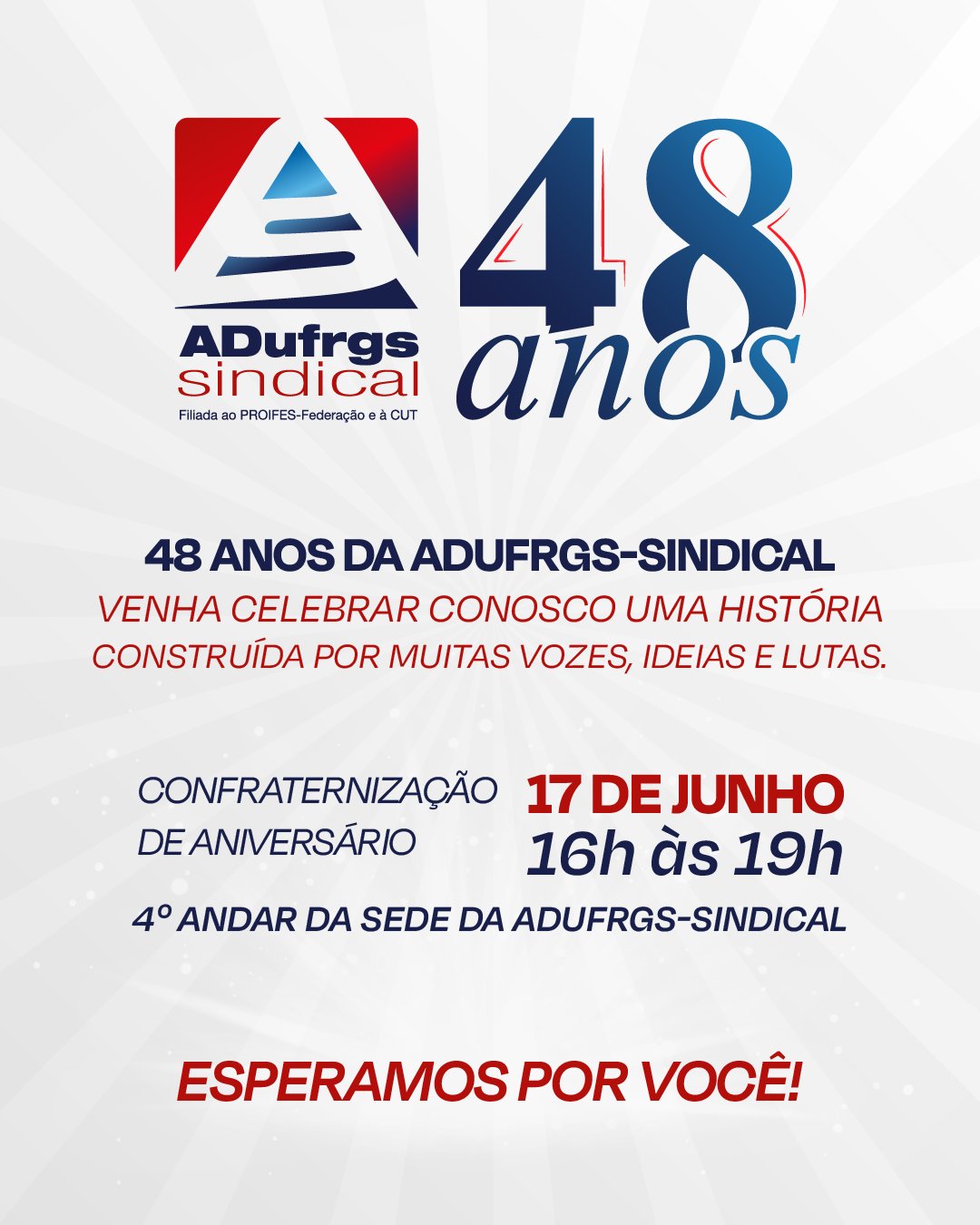 ADUFRGS organiza evento de 48 anos em defesa da educação pública e da carreira docente